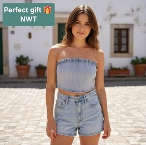 ​💖✨ Striped Denim Corset Crop Top - Y2K / Coquette Aesthetic! ✨💖